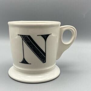 Anthropologie Monogram‎ Letter N Name Initial 12 oz Coffee Mug Tea Shaving Cup